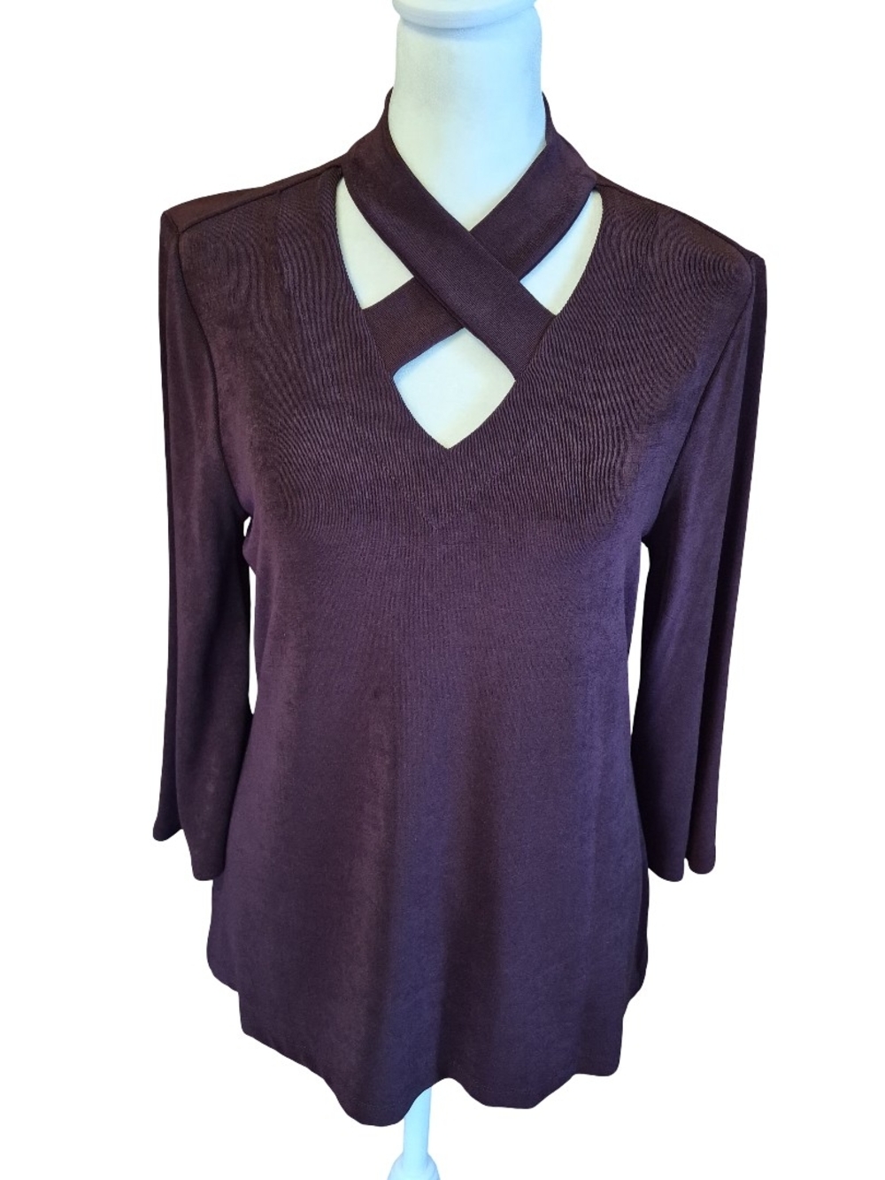 Travelers by Chico Women’s Crisscross Neck Tunic Top - Plum